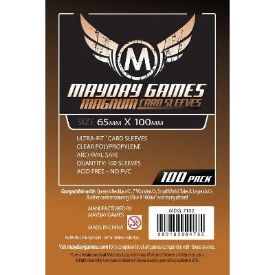 Mayday: Standard Soft Sleeves - Special Sized Sleeves 65x100mm, Clear w/Purple Back 100ct-LVLUP GAMES