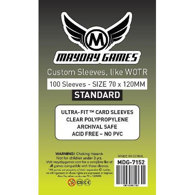 Mayday: Standard Soft Sleeves - Tarot 70x120mm, Clear 100ct.-LVLUP GAMES