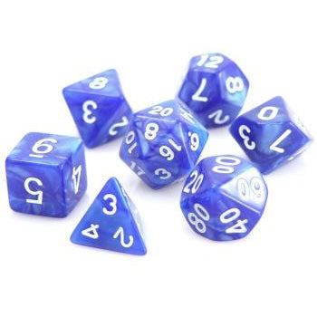 Die Hard Dice:  RPG Set - Blue Swirl with White