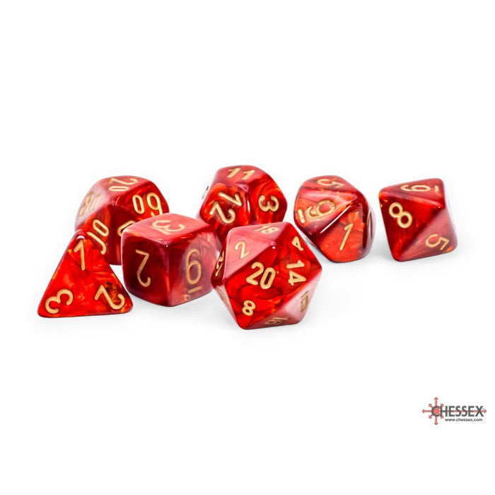 Chessex Mega-hedral 7-Die Set: Scarab - Scarlet/Gold