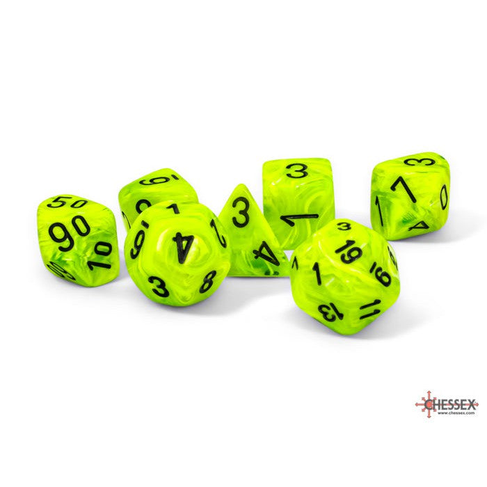 Chessex Mega-hedral 7-Die Set: Vortex - Bright Green/Black