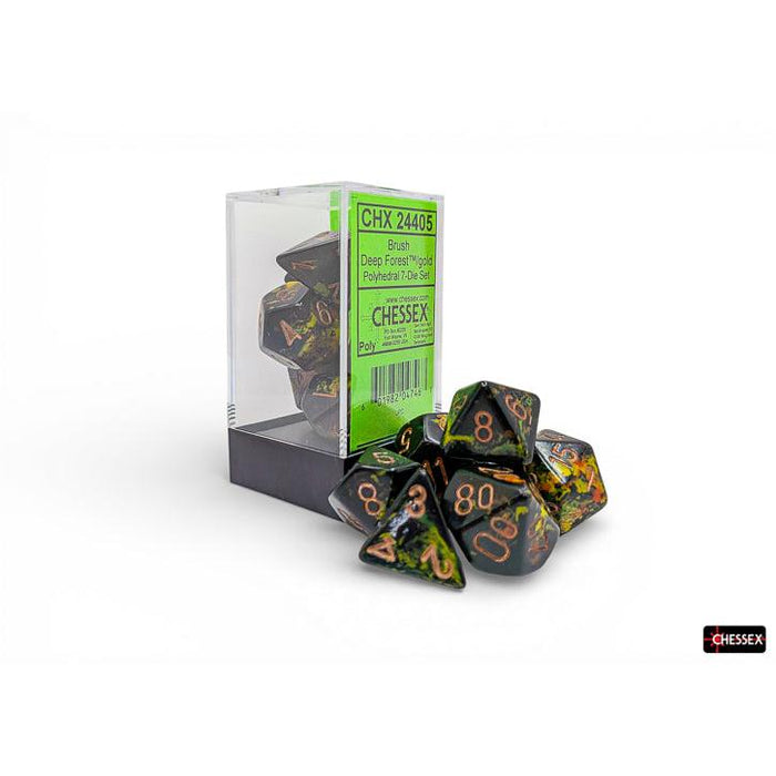Chessex 7-Piece Sets: Brush - Deep Forest/Gold