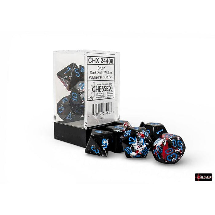 Chessex 7-Piece Sets: Brush - Dark Side/Blue