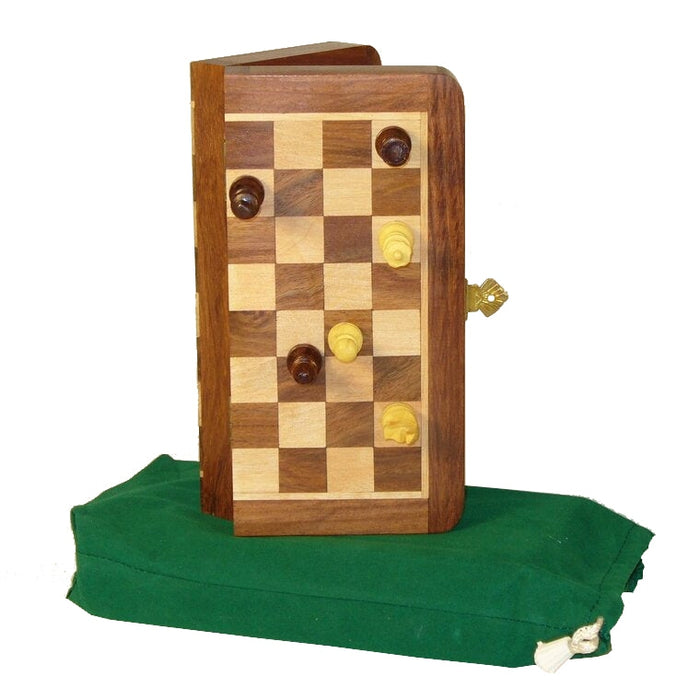 Travel Chess Set: Folding Wood 7" Magnetic