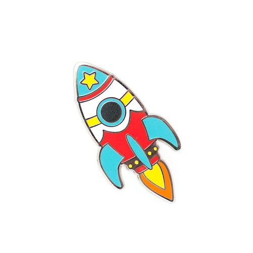 Luxcups Creative: Bright Retro Rocket Pin