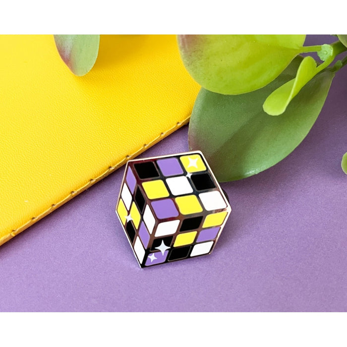 Geek Studio: Non-Binary Pride Rubics Cube Enamel Pin