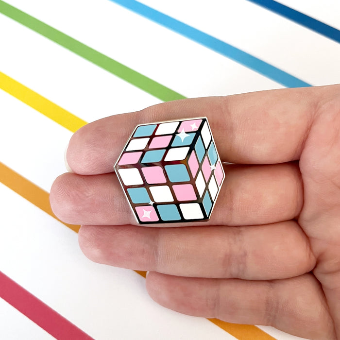 Geek Studio: Transgender Pride Rubics Cube Enamel Pin