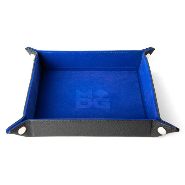 Fanroll Velvet Folding Dice Tray with Leather Backing: Blue