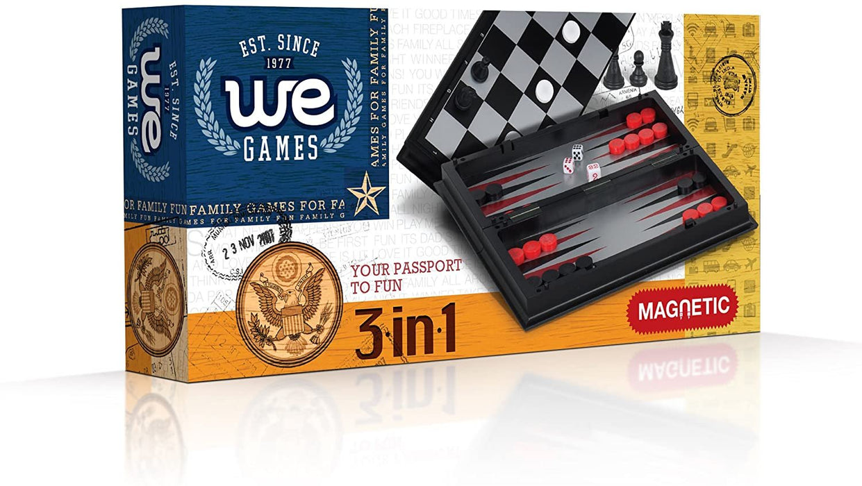 WE Games: 11" Magnetic 3-in-1 Combination Game Travel Set
