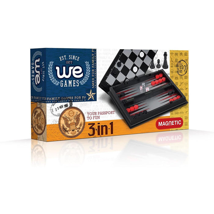 WE Games: 11" Magnetic 3-in-1 Combination Game Travel Set