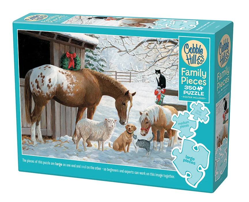 Cobble Hill: Family Pieces 350 Puzzle - Winter Barnyard