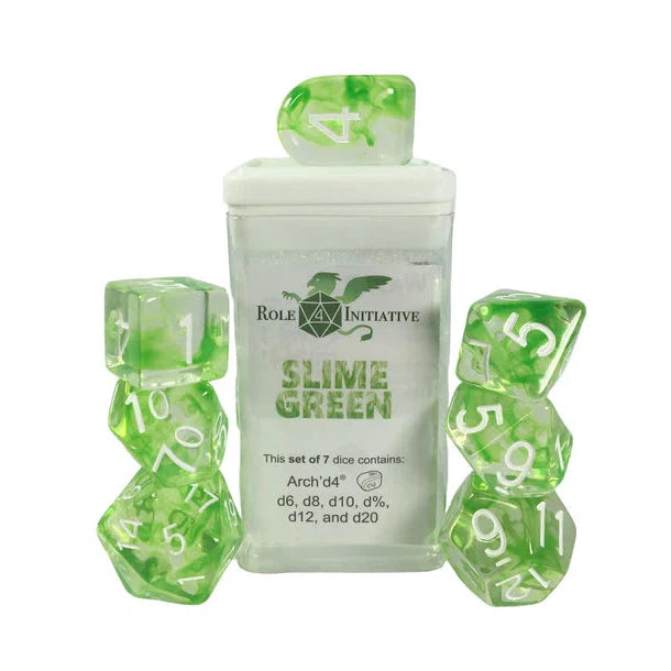 Set of 7 Dice: Diffusion - Slime Green