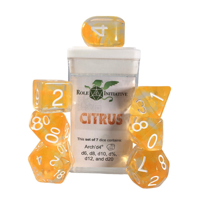Classes & Creatures Set of 7 Dice with Arch'D4: Diffusion - Citrus
