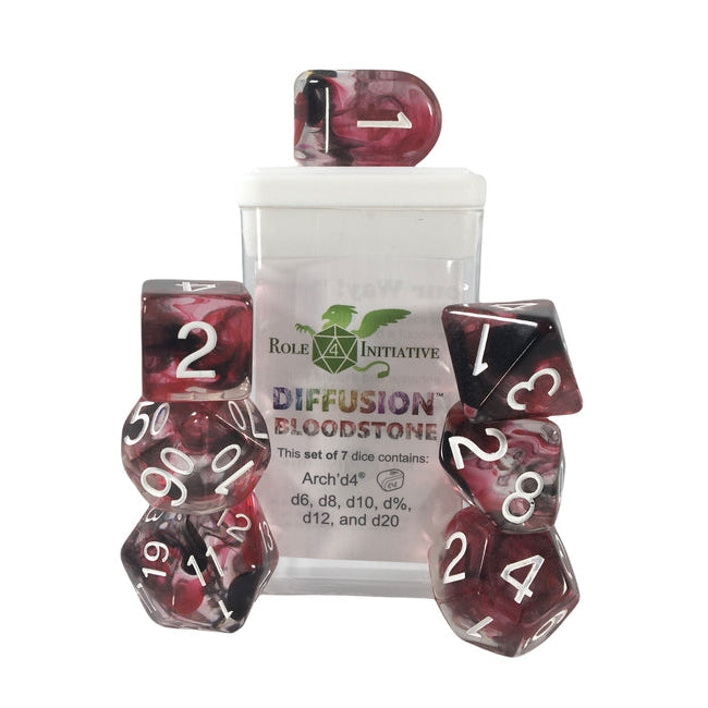 Classes & Creatures Set of 7 Dice with Arch'D4: Diffusion - Bloodstone