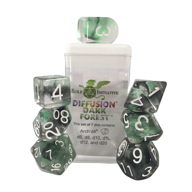 Classes & Creatures Set of 7 Dice with Arch'D4: Diffusion - Dark Forest