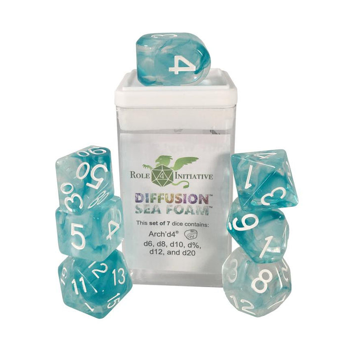 Classes & Creatures Set of 7 Dice with Arch'D4: Diffusion - Sea Foam