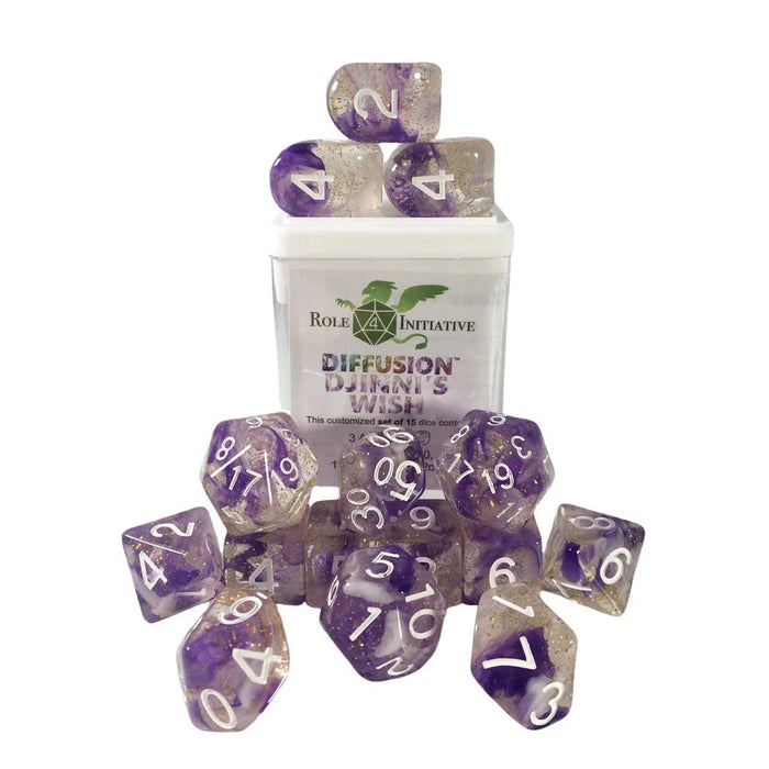 Classes & Creatures Set of 15 Dice with Arch'D4: Diffusion - Djinnis Wish