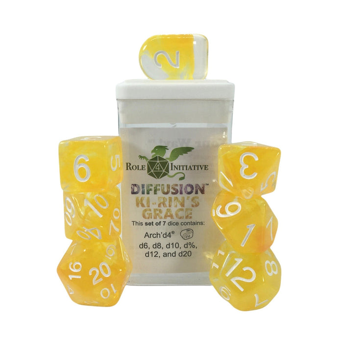 Classes & Creatures Set of 7 Dice with Arch'D4: Diffusion - Ki-Rin's Grace
