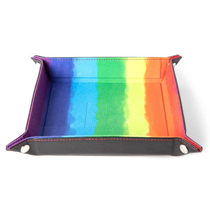 Fanroll Velvet Folding Dice Tray with Leather Backing: Water Rainbow