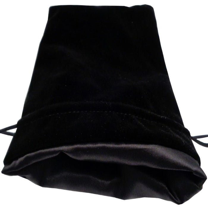 Fanroll Velvet Dice Bag with Satin Liner 6" x 8: - Black Velvet with Black Satin
