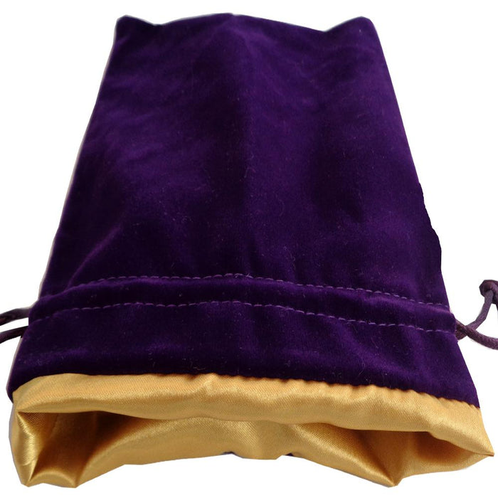 Fanroll Velvet Dice Bag with Satin Liner 6" x 8: - Purple Velvet with Gold Satin