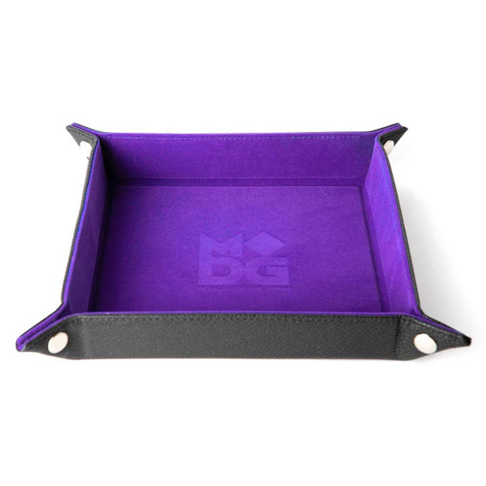Fanroll Velvet Folding Dice Tray with Leather Backing: Purple