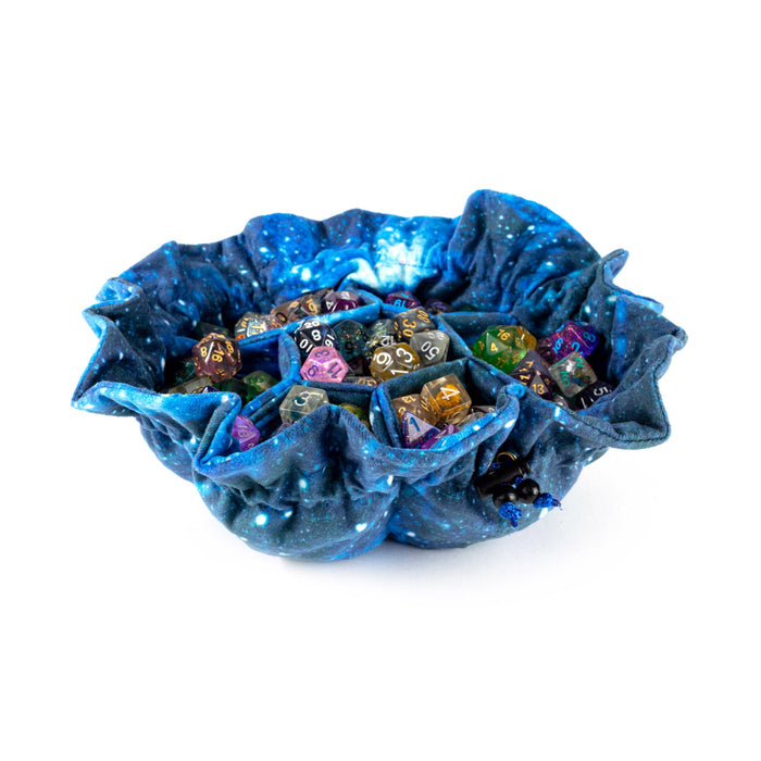 FanRoll: Velvet Compartment Dice Bag with Pockets: Galaxy