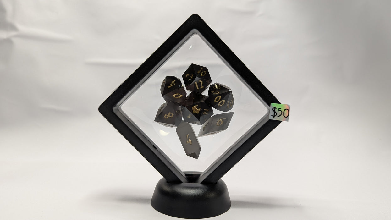 Dicetownn: Hand-crafted Sharp-Edge Resin Dice (Set of 7) - Abyss