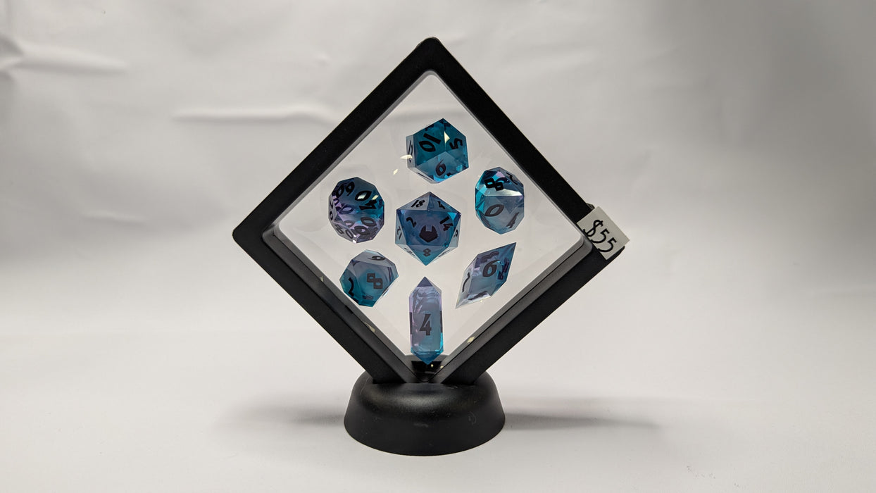 Dicetownn: Hand-crafted Sharp-Edge Resin Dice (Set of 7) - Aurora