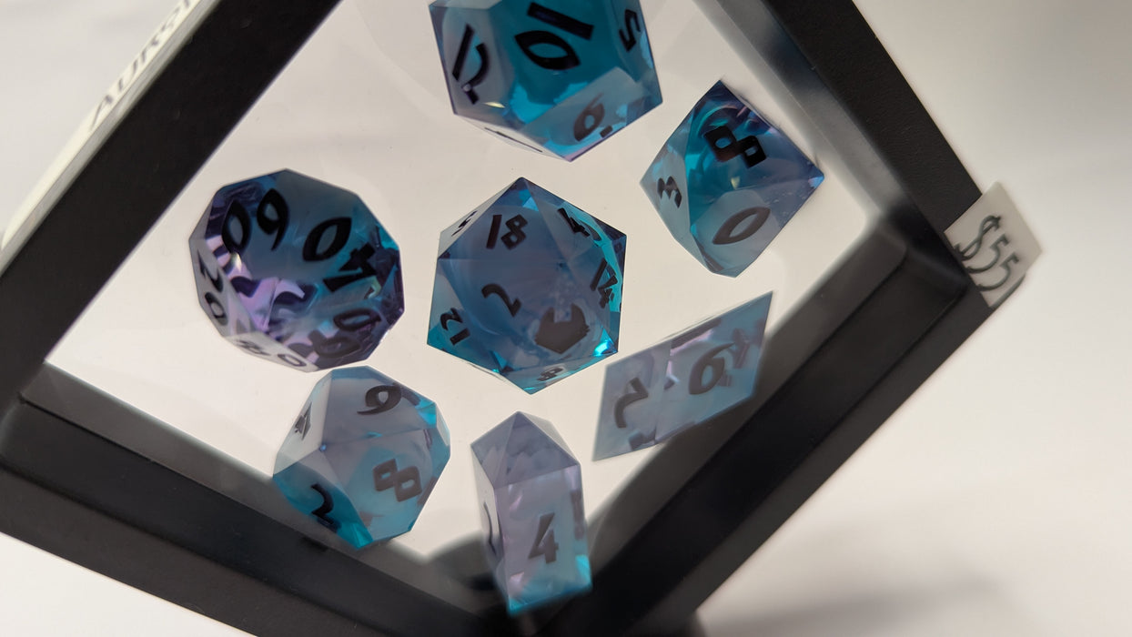 Dicetownn: Hand-crafted Sharp-Edge Resin Dice (Set of 7) - Aurora