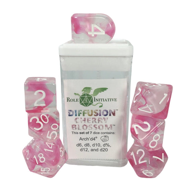 Classes & Creatures Set of 7 Dice with Arch'D4: Diffusion - Cherry Blossom