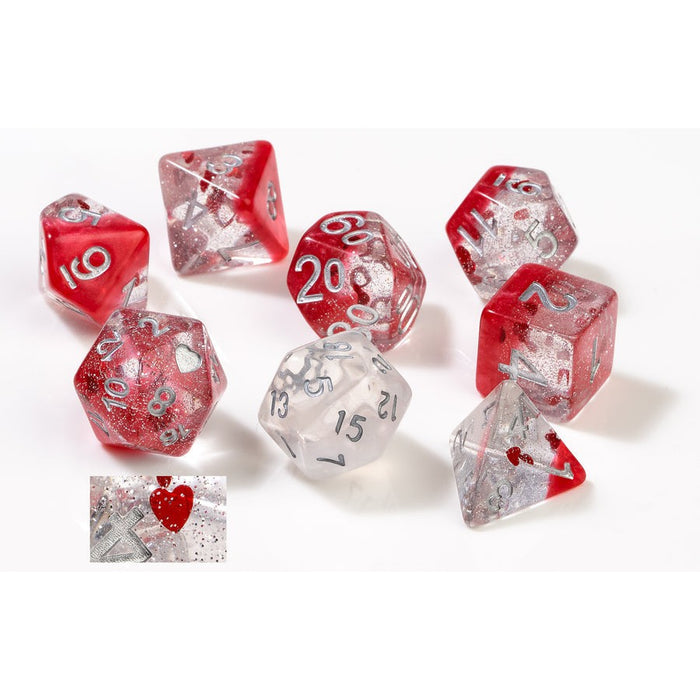 Sirus 7-Piece RPG Dice Set: Hearts + Bonus D20