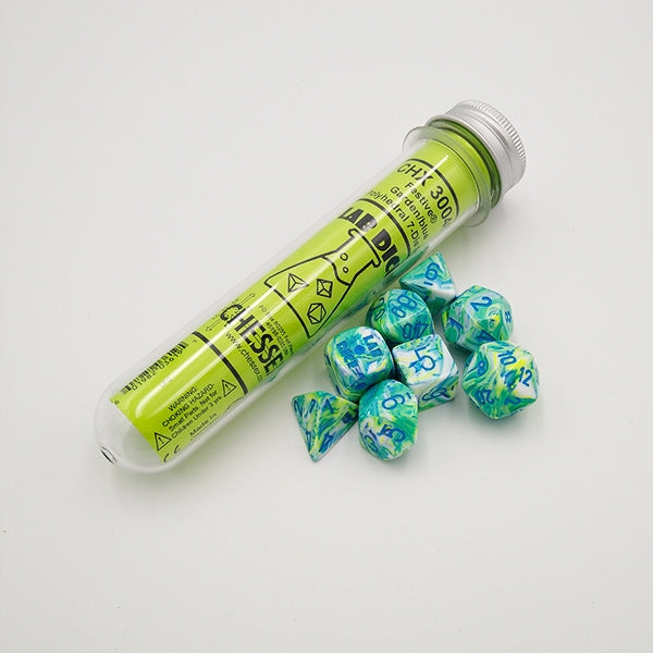 Chessex 7-Piece Sets: Lab Dice in Test Tube
