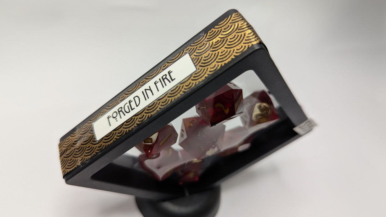 Dicetownn: Hand-crafted Sharp-Edge Resin Dice (Set of 7) - Forged in Fire