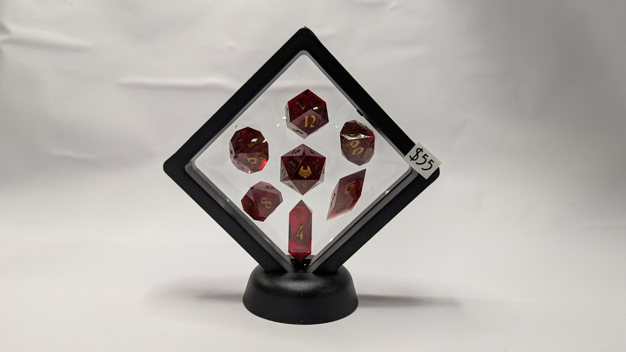 Dicetownn: Hand-crafted Sharp-Edge Resin Dice (Set of 7) - Forged in Fire