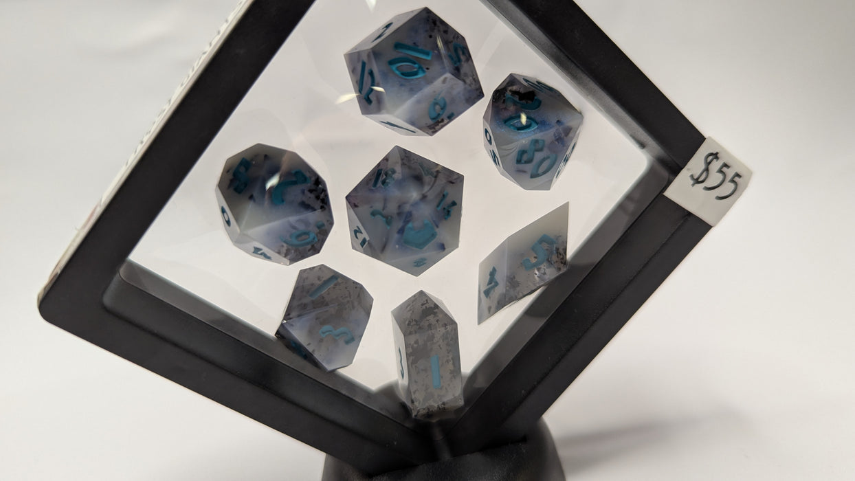 Dicetownn: Hand-crafted Sharp-Edge Resin Dice (Set of 7) - Frost Giants