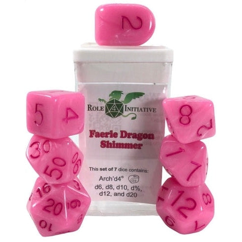 Role 4 Initiative Set of 7 Dice with Arch'D4: Faerie Dragon Shimmer