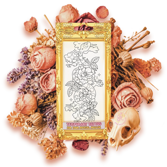 Mindful Ink: Colour-In Temporary Tattoo - Serpent Blooming
