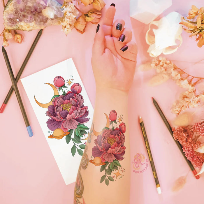 Mindful Ink: Colour-In Temporary Tattoo - Blooming Planet