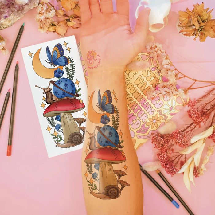 Mindful Ink: Colour-In Temporary Tattoo - Snail Garden
