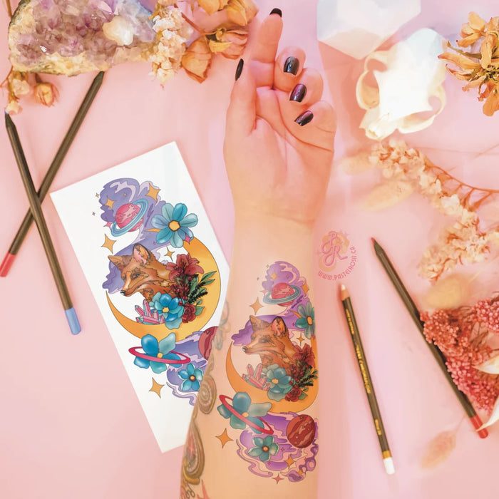 Mindful Ink: Colour-In Temporary Tattoo - Solar Fox