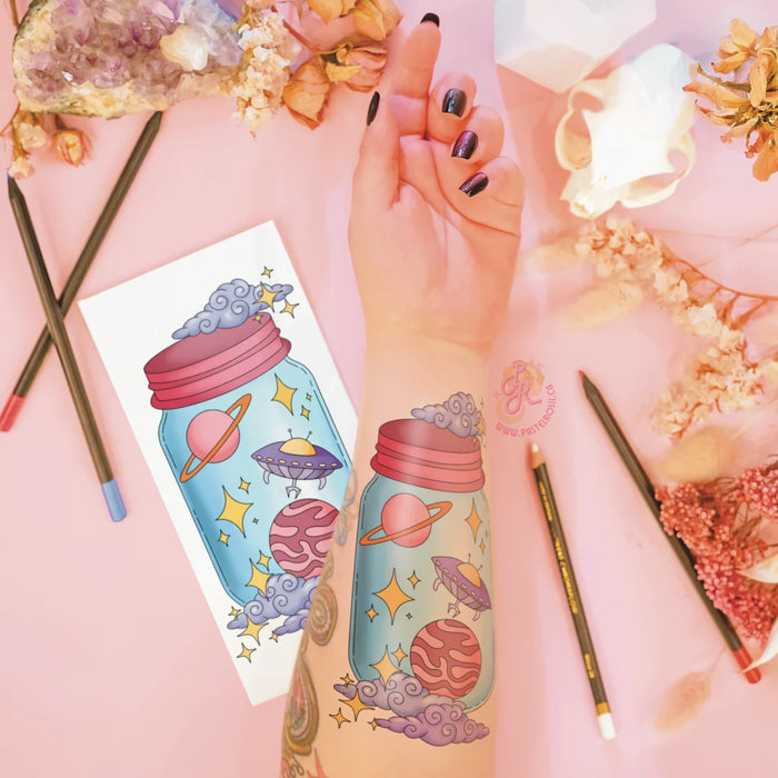 Mindful Ink: Colour-In Temporary Tattoo - Pocket Universe