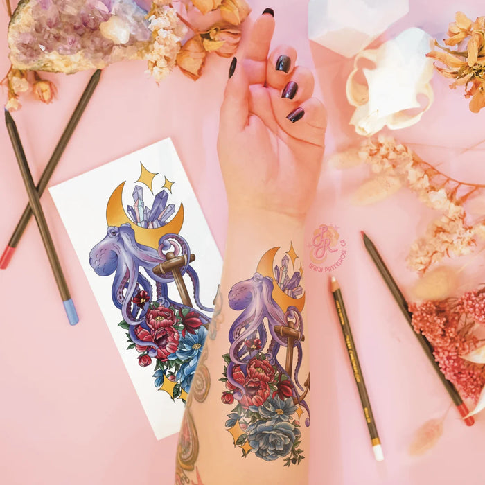 Mindful Ink: Colour-In Temporary Tattoo - Moon Tides