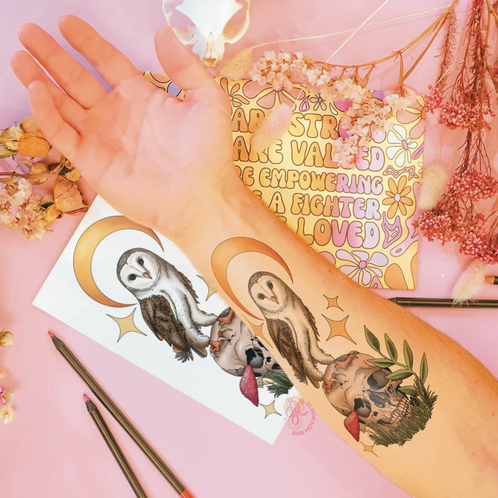 Mindful Ink: Colour-In Temporary Tattoo - Wisdom in the Pines