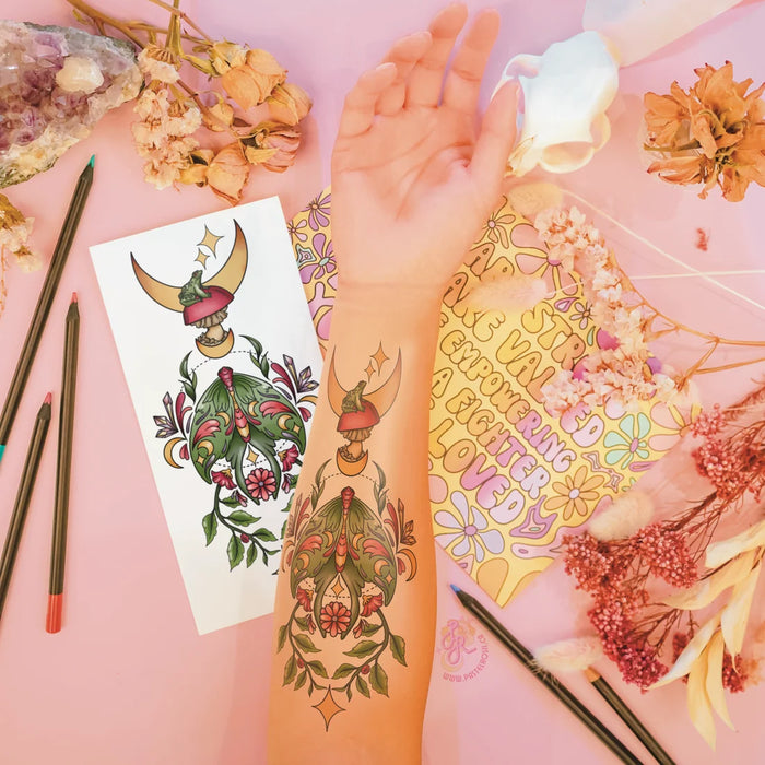 Mindful Ink: Colour-In Temporary Tattoo - Moonlit Whispers