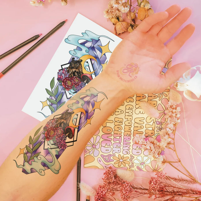 Mindful Ink: Colour-In Temporary Tattoo - Dreaming in Dusk