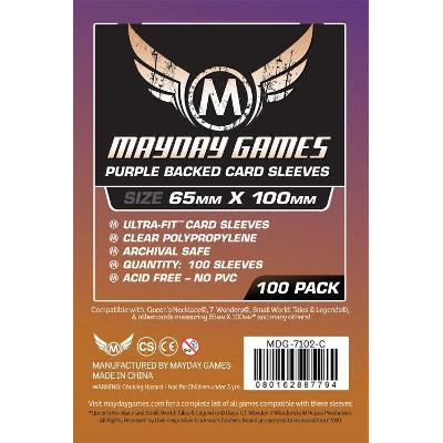 Mayday Magnum Card Sleeves: Premium - Special Sized Sleeves (65mm x 100mm), Purple Backed 100ct