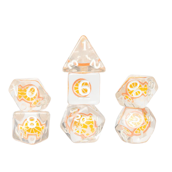 Sirus Dice 7-Piece Set: Fruit Slice - Orange
