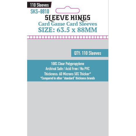 Sleeve Kings Card Sleeves: Card Game 63.5mm x 88mm, 110ct Clear