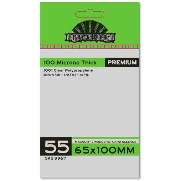 Sleeve Kings: Premium Magnum 7 Wonders Card Sleeves 65mm x 100mm, 55ct LVLUP GAMES Sleeve Kings: Premium Magnum 7 Wonders Card Sleeves 65mm x 100mm, 55ct LVLUP GAMES